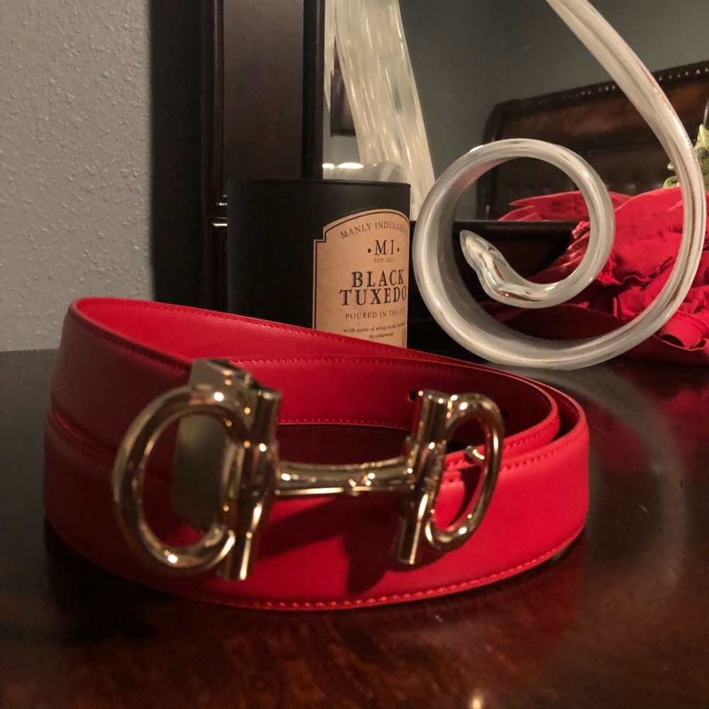 Authentic red salvatore Ferragamo luxury belt